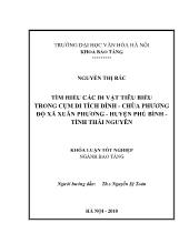 Khóa luận Tìm hiểu các di vật tiêu biểu trong cụm di tích Đình - Chùa phương độ xã Xuân phương - huyện Phú bình - Tỉnh Thái Nguyên