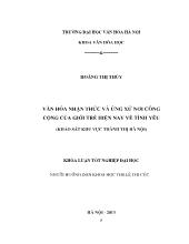 Khóa luận Văn hóa nhận thức và ứng xử nơi công cộng của giới trẻ hiện nay về tình yêu