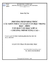 Luận văn Phương pháp khai thác các kiến thức lý Luận văn học trong đọc – hiểu văn bản văn học lớp 11