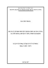 Luận văn Quản lý lễ hội truyền thống phủ Quảng cung, xã Yên đồng, huyện Ý yên, tỉnh Nam Định