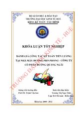 Đề tài Đánh giá công tác kế toán tiền lương tại nhà máy đường Phổ phong - Công ty cổ phần đường Quảng Ngãi