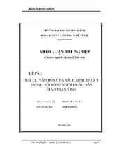 Đề tài Giá trị văn hóa của sách kinh thánh trong đời sống người giáo dân giáo phận vinh