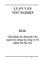 Đề tài Giải pháp tạo động lực cho người lao động tại công ty Cổ phần Pin Hà Nội