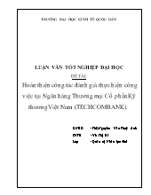 Đề tài Hoàn thiện công tác đánh giá thực hiện công việc tại ngân hàng thương mại cổ phần kỹ thương Việt Nam (Techcombank)