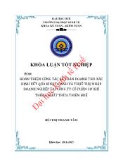 Đề tài Hoàn thiện công tác kế toán doanh thu - Xác định kết quả kinh doanh và thuế thu nhập doanh nghiệp tại công ty cổ phần cơ khí thống nhất thừa Thiên Huế