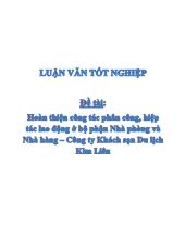 Đề tài Hoàn thiện công tác phân công, hiệp tác lao động trong bộ phận Nhà phòng và Nhà hàng - Công ty Khách sạn du lịch Kim Liên