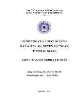 Đề tài Sắng Cộô của người Sán chí ở xã Kiên lao, huyện Lục ngạn, tỉnh Bắc Giang