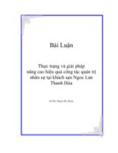 Đề tài Thực trạng và giải pháp nâng cao hiệu quả công tác quản trị nhân sự tại khách sạn Ngọc Lan Thanh Hóa