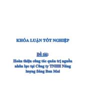 Khóa luận Hoàn thiện công tác quản trị nguồn nhân lực ở công ty TNHH năng lương Sáng Ban Mai