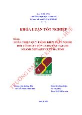 Khóa luận Hoàn thiện quy trình kiểm soát nội bộ đối với hoạt động cho vay tại chi nhánh NHNO & PTNT tp Hà Tỉnh