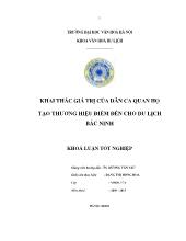 Khóa luận Khai thác giá trị của dân ca quan họ tạo thương hiệu điểm đến cho du lịch Bắc Ninh