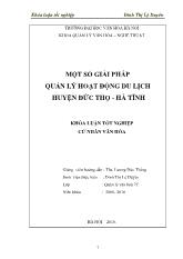 Khóa luận Một số giải pháp quản lý hoạt động du lịch huyện Đức thọ - Hà tĩnh