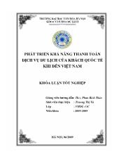 Khóa luận Phát triển khả năng thanh toán dịch vụ du lịch của khách quốc tế khi đến Việt Nam