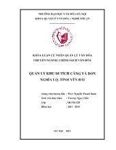 Khóa luận Quản lý khu di tích căng và đồn nghĩa lộ, tỉnh Yên Bái