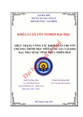 Khóa luận Thực trạng công tác kiểm soát chi vốn chương trình mục tiêu quốc gia tại kho bạc nhà nước tỉnh Thừa Thiên Huế