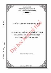 Khóa luận Tín dụng ngân hàng chính sách xã hội đối với xóa đói giảm nghèo tại huyện Kỳ anh, tỉnh Hà Tĩnh