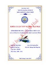 Khóa luận Tình hình thu mua - Xuất khẩu thủy sản của công ty cổ phần XNK thủy sản Hà Tĩnh