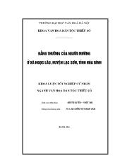 Khóa luận Văn hóa dân tộc thiểu số - Rằng thường của người Mường ở xã Ngọc lâu, huyện Lạc sơn, tỉnh Hòa Bình