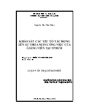 Luận văn Khảo sát các yếu tố tác động lên sự thỏa mãn công việc của giảng viên tại TP HCM