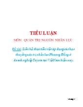 Luận văn Liên hệ thực tiễn việc áp dụng các học thuyết quản trị nhân lực Phương Đông ở doanh nghiệp Toyota tại Việt Nam hiện nay