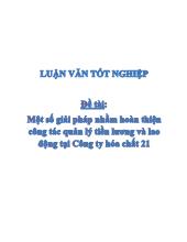 Luận văn Một số giải pháp nhằm hoàn thiện công tác quản lý tiền lương và lao động tại Công ty hoá chất 21