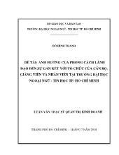 Luận văn Ảnh hưởng của phong cách lãnh đạo đến sự gắn kết với tổ chức của cán bộ, giảng viên và nhân viên tại Trường Đại học Ngoại ngữ - Tin học Tp. Hồ Chí Minh