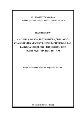 Luận văn Các nhân tố ảnh hưởng đến sự hài lòng của sinh viên về chất lượng dịch vụ đào tạo tại khoa ngoại ngữ, trường đại học ngoại ngữ - Tin học TP HCM