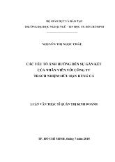 Luận văn Các yếu tố ảnh hưởng đến sự gắn kết của nhân viên với Công ty Tùng Cá