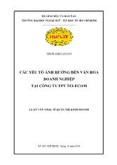 Luận văn Các yếu tố ảnh hưởng đến văn hóa doanh nghiệp tại công ty FPT Telecom