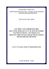 Luận văn Cấu trúc vốn ảnh hưởng đến khả năng sinh lợi của các doanh nghiệp ngành xây dựng - Bất động sản niêm yết trên sở giao dịch chứng khoán thành phố Hồ Chí Minh