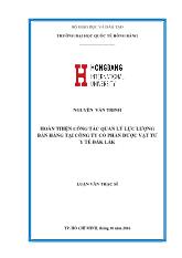 Luận văn Hoàn thiện công tác quản lý lực lượng bán hàng tại Công ty cổ phần dược vật tư y tế Đắk Lắk