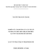 Luận văn Nghiên cứu ảnh hưởng của các yếu tố văn hóa tổ chức đến chia sẻ tri thức tại VNPT thành phố Hồ Chí Minh