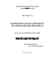 Tóm tắt Luận văn Giải pháp nâng cao chất lượng dịch vụ bưu chính tại bưu điện tỉnh Nghệ An