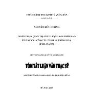 Tóm tắt Luận văn Hoàn thiện quản trị chất lượng sản phẩm bao ép dây của công ty tnhh hệ thống dây sumi - Hanel