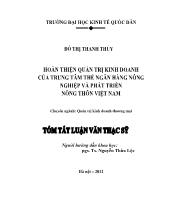 Tóm tắt Luận văn Hoàn thiện quản trị kinh doanh của trung tâm thẻ ngân hàng nông nghiệp và phát triển nông thôn Việt Nam