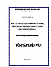 Tóm tắt Luận văn Nâng cao năng lực cạnh tranh cung cấp dịch vụ giá trị gia tăng của Công ty Thông tin di động (VMS)