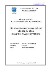 Đề tài Tác động của chất lượng thể chế lên đầu tư công ở các tỉnh / thành của Việt Nam