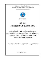 Khóa luận Một số giải pháp nhằm khắc phục những tồn tại trong công tác kê khai và hoàn thuế giá trị gia tăng tại công ty TNHH An Thái