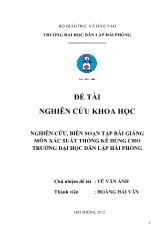 Khóa luận Nghiên cứu, biên soạn tập bài giảng môn xác suất thống kê dùng cho trường đại học dân lập Hải Phòng