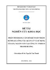 Khóa luận Phân tích bảng cân đối kế toán nhằm đánh giá công tác quản lý và sử dụng tài sản, nguồn vốn tại Công ty TNHH in Thanh Hương