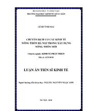 Luận án Chuyển dịch cơ cấu kinh tế nông thôn Hà nội trong xây dựng nông thôn mới