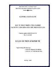 Luận án Đầu tư phát triển công nghiệp tại nước cộng hòa dân chủ nhân dân Lào