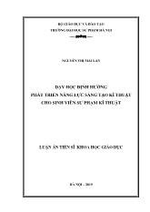 Luận án Dạy học định hướng phát triển năng lực sáng tạo kĩ thuật cho sinh viên sư phạm kĩ thuật