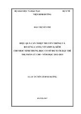 Luận án Hiệu quả can thiệp truyền thông và bổ sung canxi, vitamin D, kẽm cho học sinh trung học cơ sở độ tuổi dậy thì thị trấn Củ Chi