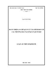 Luận án Hoàn thiện cơ chế quản lý tài chính đối với các trường đào tạo sĩ quan quân đội