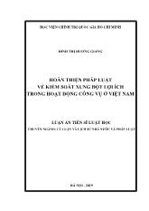 Luận án Hoàn thiện pháp luật về kiểm soát xung đột lợi ích trong hoạt động công vụ ở Việt Nam