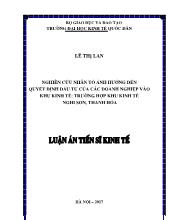 Luận án Nghiên cứu nhân tố ảnh hưởng đến quyết định đầu tư của các doanh nghiệp vào khu kinh tế: Trường hợp khu kinh tế Nghi sơn, Thanh Hóa