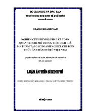 Luận án Nghiên cứu phương pháp kế toán quản trị chi phí trong việc định giá sản phẩm tại các doanh nghiệp chế biến thức ăn chăn nuôi ở Việt Nam