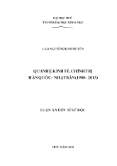 Luận án Quan hệ kinh tế, chính trị Hàn quốc - Nhật Bản (1980 - 2013)