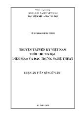 Luận án Truyện truyền kỳ Việt Nam thời trung đại: Diện mạo và đặc trưng nghệ thuật